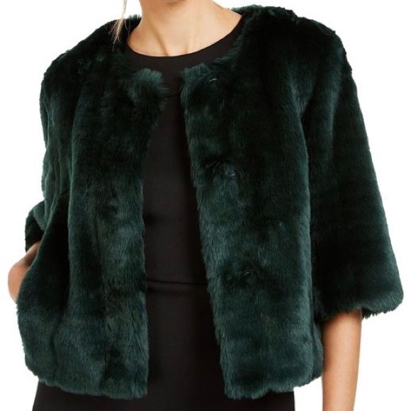 calvin klein faux fur cropped jacket